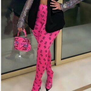 PINK HIGH RISE LEGGINGS